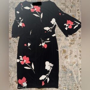 Ralph Lauren Floral Fitted Dress w/bell sleeve sz 14